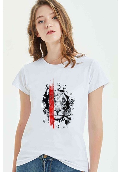 Lion King Baskılı Beyaz Kadın Tshirt