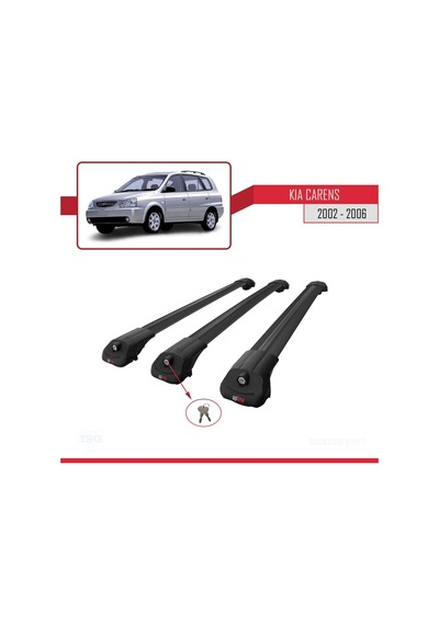 Kia Carens 2002-2006 Arası İle Uyumlu Ace-1 Ara Atkı Tavan Barı Siyah 3 Adet Bar
