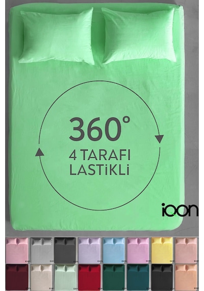 İqon Ranforce Dokuma Lastikli Çarşaf Takımı Tek Kişilik - 21 Renk Yeşil