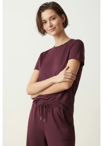 Feg Store Yumuşak Dokulu Mürdüm Alt Üst Comfort Kadın Takım