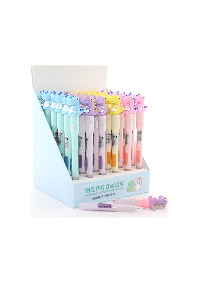 4 Adet Dinozor Tasarımlı Ledli Kurşun Kalem Led Işıklı Tasarım, Okul Ve Hobi Kullanımı, 17 Cm, Pencil, Model Alk1767 Sarı