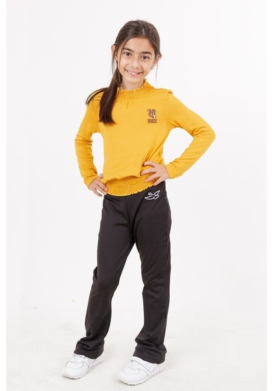 Brz Kids Kız Çocuk Nakışlı Viskon Bluz Hardal
