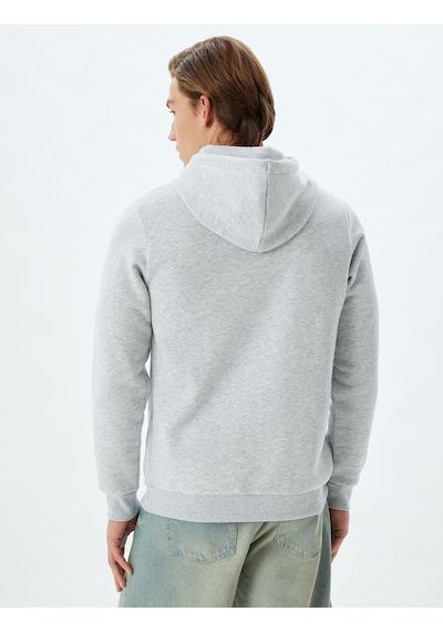 Koton Kapşonlu Sweatshirt Basic Pamuk Karışımlı Gri 5wam70001mk Gri