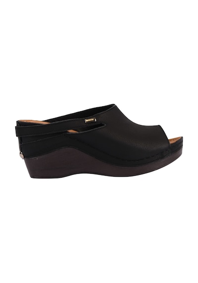 Napa Shoes Ortopedik Konforlu Dolgu Topuk Ayarlanabilir Açık Burun Terlik Napa-1001 Siyah