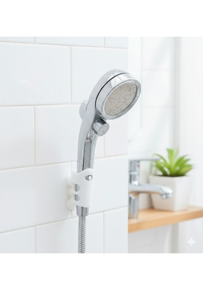 Güçlü Yapışkanlı Silikon Duş Başlığı Tutucu Delmeden Takılan Pratik Banyo Askı Aparatı Beyaz Silik Diğer
