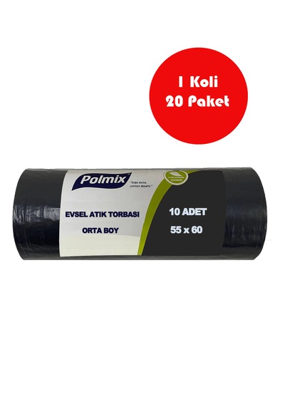 20 Adet Orta Boy Evsel Atık Torbası 55x60 Cm - P135