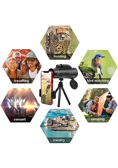 Monozone 80x100 Yüksek Çözünürlüklü Dürbün Ultra Zoom Siyah