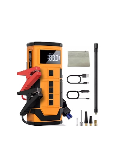 Taşınabilir Araç Akü Takviye Cihazı Jump Starter & 150 Psı Dijital Ekranlı Akıllı Hava Kompresörü 1 Adet