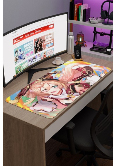 Yanfei Genshin Impact Anime Oyuncu V2 - 90x40 Xxl Gaming Mouse Pad Fare Altlığı