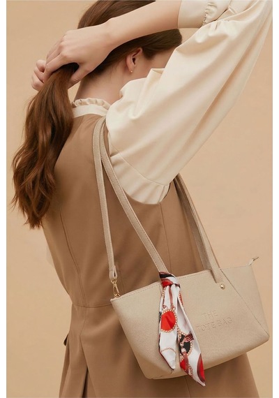 B&t Bujiteri The Tote Bag Fularlı Omuz Çantası Bej Bej