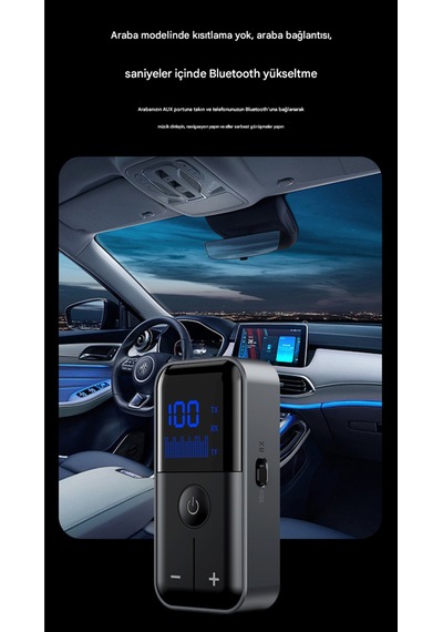 2 İn 1 Bluetooth Adaptör Alıcı Verici Bluetooth 5.4 Receiver Tf Kart Girişli Aux Wireless Araç Kiti