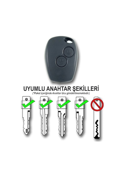 Renault Uyumlu Trafic Master Kangoo Dacia Sandero Duster Kumanda Kabı 2 Buton Araba Anahtarı Oto Anahtar