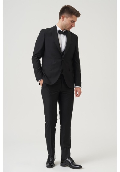 White Stone New York D2401 Slim Fit 6 Drop Takım Elbise Siyah - Siyah