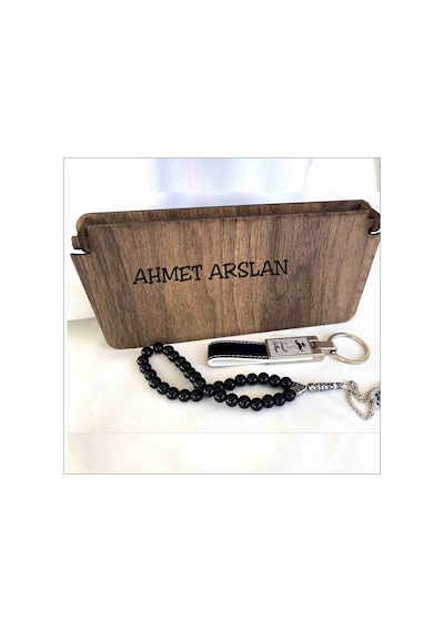 Sevgiliye Ahşap Kutuda Tesbih- Anahtarlık