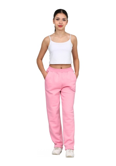 Erdem Kıds Kız Çocuk 3 İplik Şardonlu İçi Pamuklu Okul Eşofman Altı Pantolon Pembe Pembe