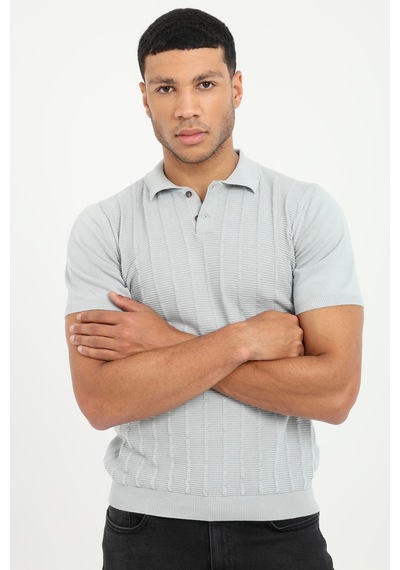 Dufy Erkek Slim Fit Polo Yaka Gri Triko-18919