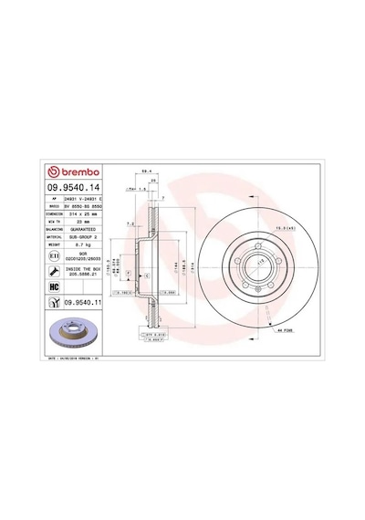 Audi A6 C6 Fren Diski On 2004-2011 Brembo 09954011 2adettir