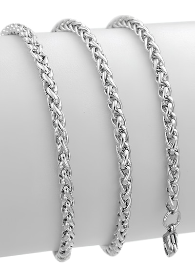 Spor Tilki Kuyruğu Erkek Çelik Zincir Kolye Ve Bileklik Set 4mm K60s Metalik Gri