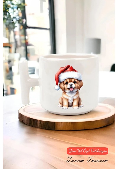 Yeni Yıl Yılbaşı Noel Tasarımlı T Kulp Seramik Kupa 118 Beyaz