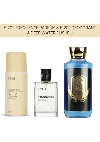 E-202 Erkek Parfüm & E-202 Deodorant & Deep Water Duş Jeli Narenciye