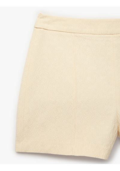 Koton Jakarlı Slim Fit Mini Şort Bej 6sak40437pw Ekru