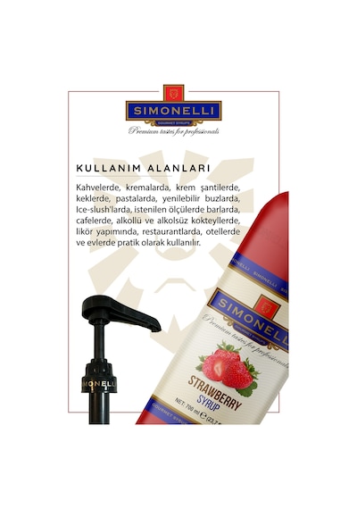 Simonelli Çi̇lek Kahve Şurubu 700 ML + Pompa