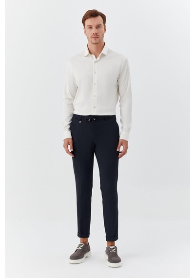 Sabri Özel Erkek Lacivert Dar Kesim Slim Fit Dokuma Yan Cep Jogger Pantolon
