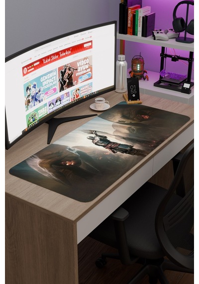 Dark Souls Kaymaz Dikişli Kauçuk Oyuncu Mousepad V4 - 90x40 Xxl Gaming Mouse Pad Fare Altlığı