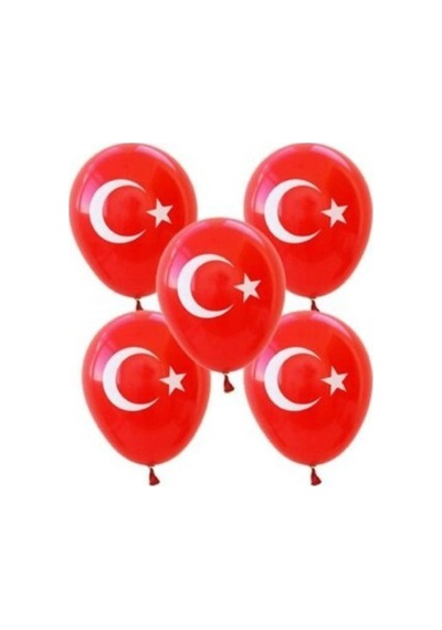 Bayrak Baskılı Balon 10 Adet Kırmızı