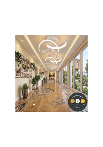 Snowflake Plafonyer Beyaz Modern Led Avize 3 Renk Premium Beyaz Modern Aydınlatma, Salon, Mutfak Ve Hol İçin