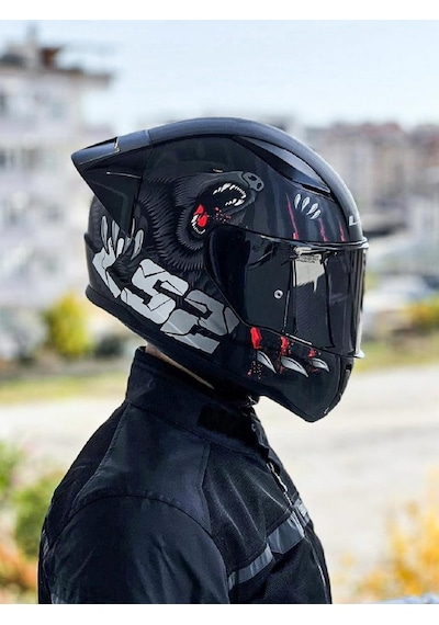 LS2 Rapid 2 Clawn Race Mat Siyah- Gri - Kırmızı Kask