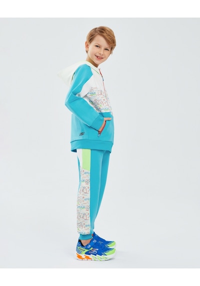 Skechers 2Xı-Lock B Full Zip Hoodie Sweatshirt Büyük Erkek Çocuk Kırık Beyaz Sweatshirt Sk241075-102