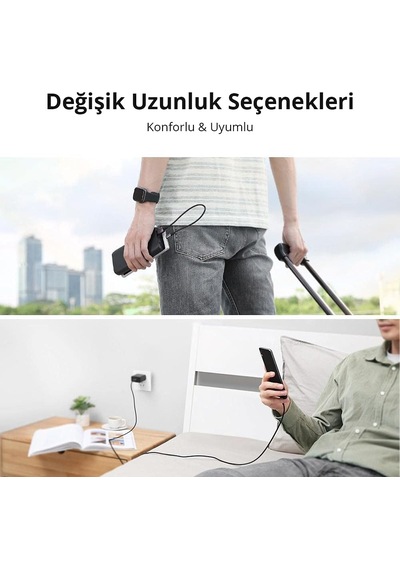 Örgülü Micro-usb & Usb-a Data Ve Şarj Kablosu 60146 - 1 Metre Siyah