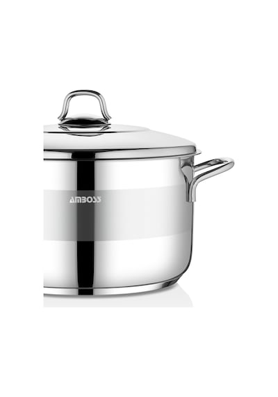 Amboss Saphire 22x12 Cm Derin Tencere Çelik Kapak 4,5 Lt - Gümüş
