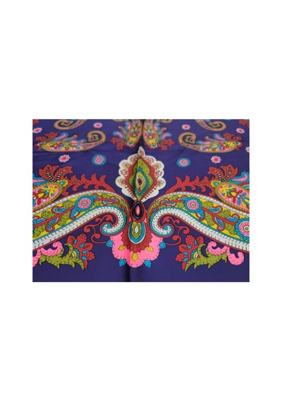 Tikitonki Bohem Etnik Desenli Saten Mor Eşarp - 90x90 Mor Mor