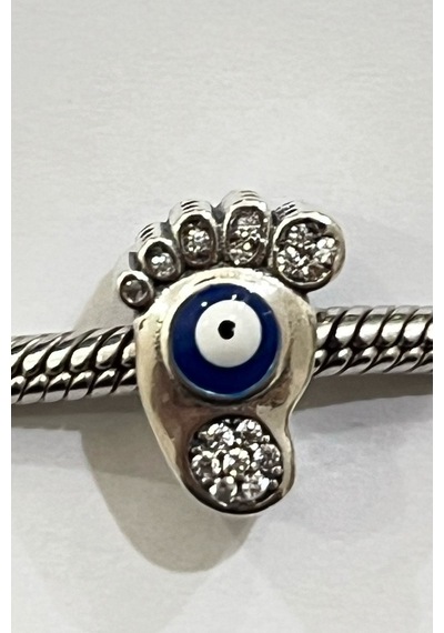 Taşlı Nazar Ayak Charm Gümüş