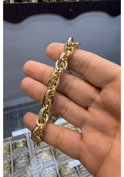 Hallow Model Gemici Kilit Bileklik Altın