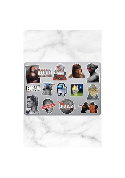 Aesthetic Temalı 14 Adet Laptop Sticker Seti, Yaratıcılığınızı Konuşturun Abanoz