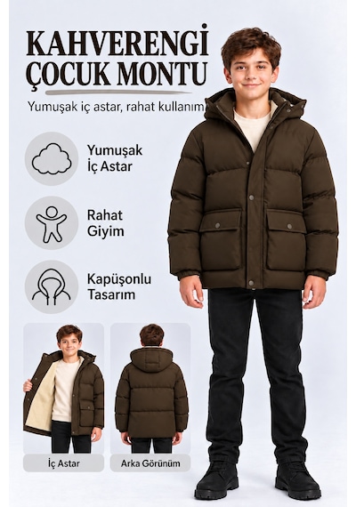 Ahengim Erkek Çocuk Kapüşonlu Peluş Astarlı Kapitone Kışlık Mont Ak 4302 Kahverengi Ahengim Erkek Çocuk Kapüşonlu Peluş Astarlı Kapitone Kışlık Mont Ak 4302 Kahverengi