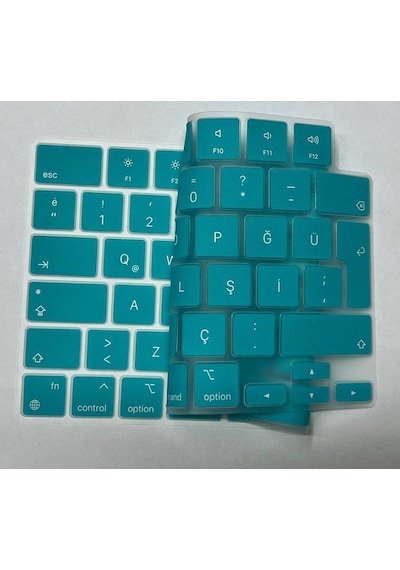Arabulalaca Apple Uyumlu MacBook Air 15 A2941 M2 Türkçe Klavye Koruyucu Mint