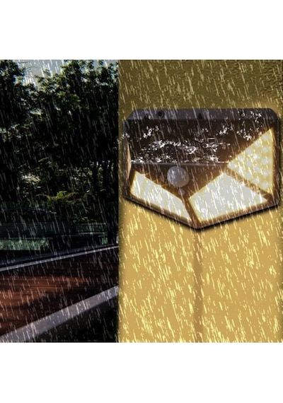 Menfry 50w Solar Güneş Enerjili Duvar Aplik 100 Ledli Bahçe Aydınlatması Sensörlü Duvar Armatür Diğer