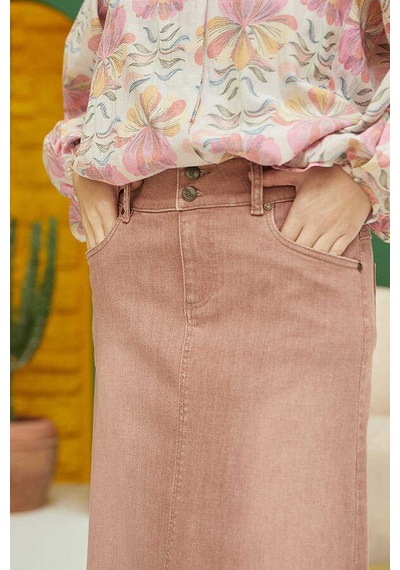 2254-denim Klasik Etek Somon Somon