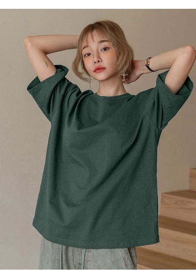 Flood Of Style Kadın Yeşil Fructification Baskılı Bisklet Yaka Tshirt