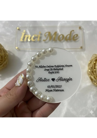 10 Adet Oval İncili Magnet Kişiye Özel Dügün,nişan,kına,6 Ay Kınası,söz Hediyesi Özel Gün İsimli Da