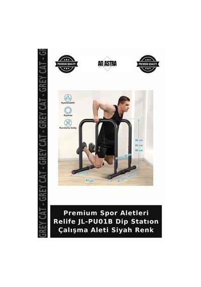Premium Spor Aletleri Relife Jl-pu01b Dip Statıon Çalışma Aleti Siyah Renk