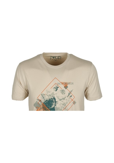 Ncs Bej Bisiklet Yaka Baskılı Slim Fit T-shirt Ncs 1194-bej Bej