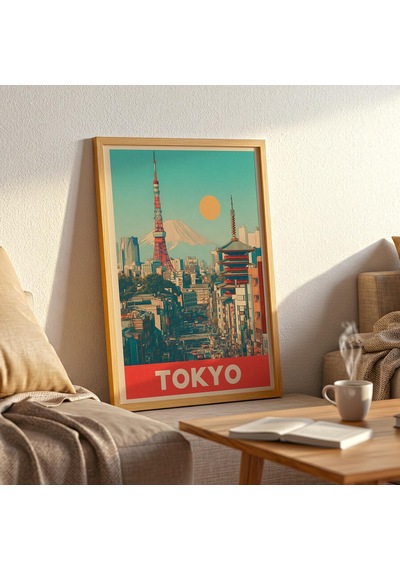 Retro Tokyo Seyahat Posteri: Japon Ufuk Çizgisi Sanatı &