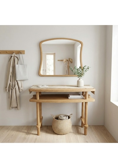 80x38x77 Cm Aynalı Masif Kayın Dresuar Modern İskandinav Antre Konsolu & Makyaj Masası Meşe Meşe 80x38x77 Cm Aynalı Masif Kayın Dresuar Modern İskandinav Antre Konsolu & Makyaj Masası Meşe Meşe