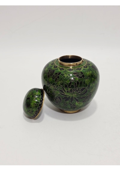 Antika Cloisonne Kapaklı Kavanoz 13cm 019