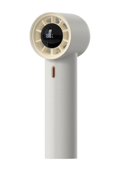 Mini Taşınabilir Turbo El Fanı Yüksek Hızlı, Akıllı Dijital Ekran, Usb-c Şarj Edilebilir, Kompakt, Modern Ekru